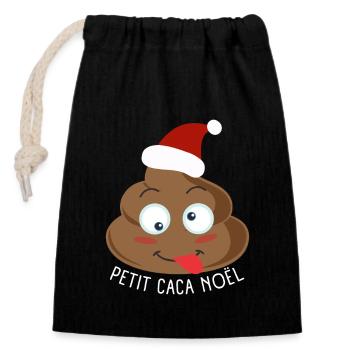 Humour Noel Petit Caca Noel Cadeau Drole - Sac cadeau en coton avec cordon (14 x 20 cm) - noir - Devant