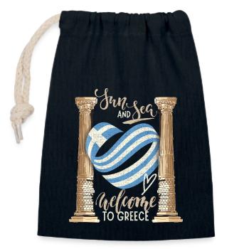 Griechenland, Sonne und Meer Antike Ruinen - Verschließbarer Geschenkbeutel aus Baumwolle (14x20cm) - Navy - Vorne