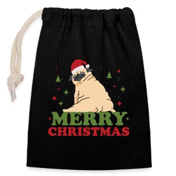 Merry Christmas - Dog Christmas Gift funny - Closable cotton gift bag (14x20cm) - black - Front