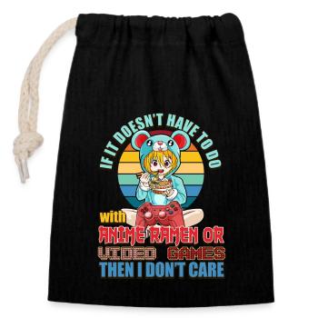 Funny Quotes About Anime, Ramen Video Games - Closable cotton gift bag (14x20cm) - black - Front