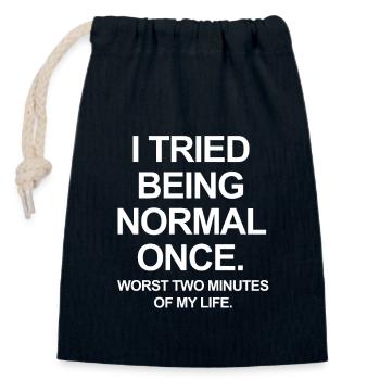 i tried be normal - Closable cotton gift bag (14x20cm) - navy - Front