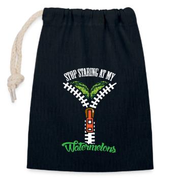 Watermelons Stop Staring Women Boobs - Verschließbarer Geschenkbeutel aus Baumwolle (14x20cm) - Navy - Vorne