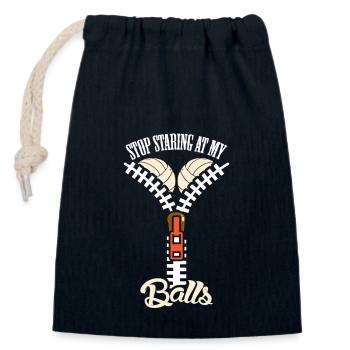 Volleyball Stop Staring Women Boobs - Closable cotton gift bag (14x20cm) - navy - Front
