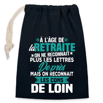 Avec l'age on reconnaît les cons de loin - Sac cadeau en coton avec cordon (14 x 20 cm) - bleu marine - Devant