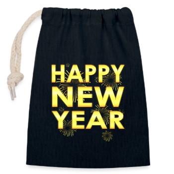 Silvester-Countdown-Feier - Verschließbarer Geschenkbeutel aus Baumwolle (14x20cm) - Navy - Vorne