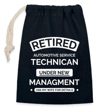 Retired Automotive Service Technician - Closable cotton gift bag (14x20cm) - navy - Front