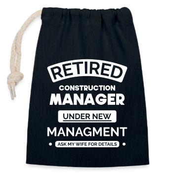 Retired site manager - Closable cotton gift bag (14x20cm) - navy - Front