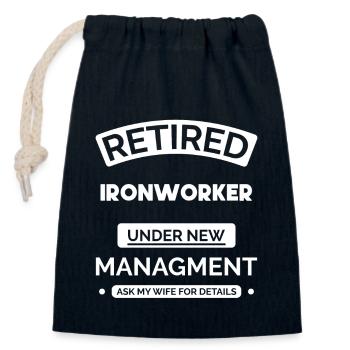 Retired iron weaver - Closable cotton gift bag (14x20cm) - navy - Front