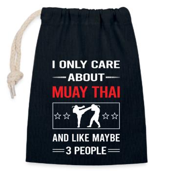 Funny 3 People 02 Muay Thai - Closable cotton gift bag (14x20cm) - navy - Front
