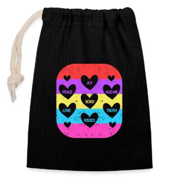 Valentine's Day Heart Candy Lovers Matching - Closable cotton gift bag (14x20cm) - black - Front