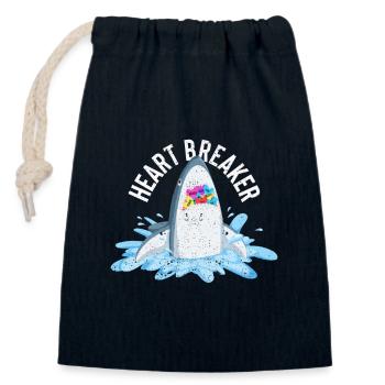 Saint-Valentin Requin Heartbreaker Drôle de cœurs Requins - Sac cadeau en coton avec cordon (14 x 20 cm) - bleu marine - Devant