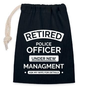 Police officer Retired police officer - Closable cotton gift bag (14x20cm) - navy - Front