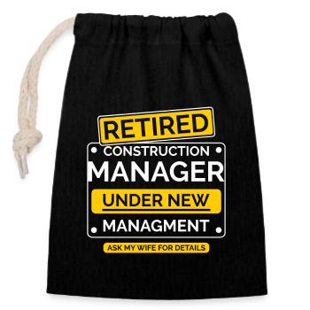Site Manager Retirement - Closable cotton gift bag (14x20cm) - black - Front