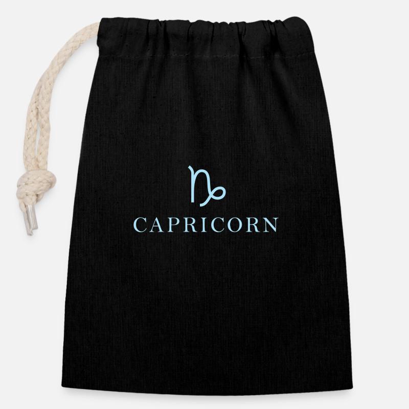 Signe du zodiaque Capricorne Constellation du Capricorne - Sac cadeau en coton avec cordon (14 x 20 cm) - noir