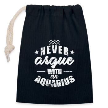 Sternzeichen Never argue with an Aquarius - Verschließbarer Geschenkbeutel aus Baumwolle (14x20cm) - Navy - Vorne