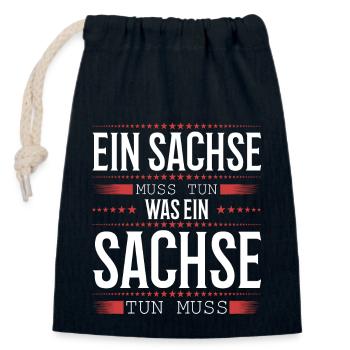 Ein Sachse muss tun - Verschließbarer Geschenkbeutel aus Baumwolle (14x20cm) - Navy - Vorne