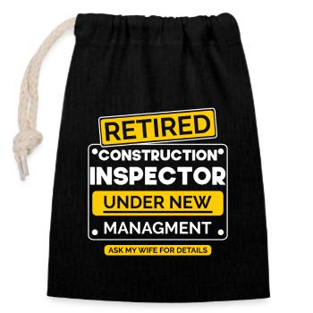 Building Inspector Retirement - Closable cotton gift bag (14x20cm) - black - Front