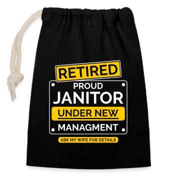 Caretaker Retirement - Closable cotton gift bag (14x20cm) - black - Front