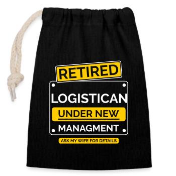 Logistics Retirement Pension - Closable cotton gift bag (14x20cm) - black - Front