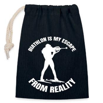 Biathlon Skieur Sports d’hiver Cadeau Biathlète - Sac cadeau en coton avec cordon (14 x 20 cm) - bleu marine - Devant