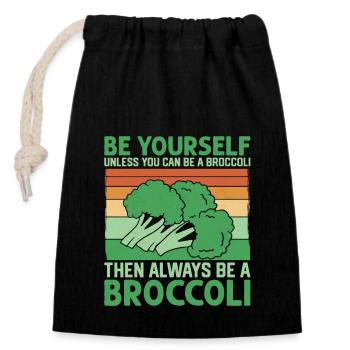 Always Be A Broccoli Vegetable Veggie - Verschließbarer Geschenkbeutel aus Baumwolle (14x20cm) - Schwarz - Vorne