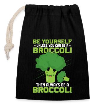 Always Be Yourself Unless You Can Be A Broccoli V - Verschließbarer Geschenkbeutel aus Baumwolle (14x20cm) - Schwarz - Vorne