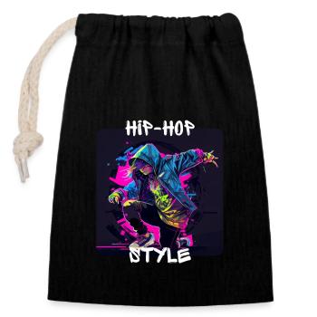 Frau in Graffiti-Look tanzt Hip-Hop in Disco - Verschließbarer Geschenkbeutel aus Baumwolle (14x20cm) - Schwarz - Vorne