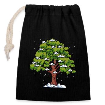 Eichenbaum Baum Wald - Verschließbarer Geschenkbeutel aus Baumwolle (14x20cm) - Schwarz - Vorne