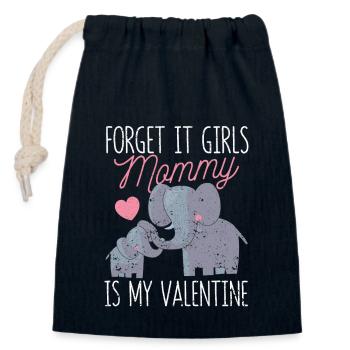 Oublie ça fille ma mère est ma Valentine - Sac cadeau en coton avec cordon (14 x 20 cm) - bleu marine - Devant