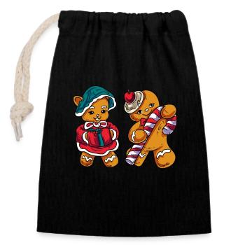 Christmas Gingerbread - Closable cotton gift bag (14x20cm) - black - Front