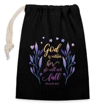 Religious quote Christian motif - Closable cotton gift bag (14x20cm) - black - Front