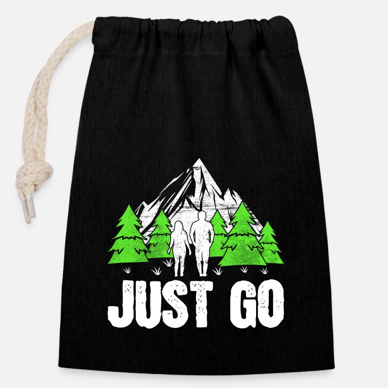 Just Go - Closable cotton gift bag (14x20cm) - black