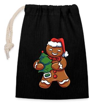 Vintage Gingerbread - Closable cotton gift bag (14x20cm) - black - Front