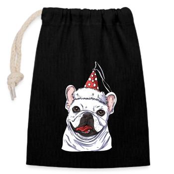 Français Bulldog - Sac cadeau en coton avec cordon (14 x 20 cm) - noir - Devant