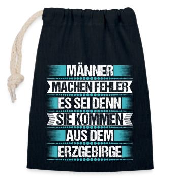 Erzgebirge Mann Fehler machen Spruch - Verschließbarer Geschenkbeutel aus Baumwolle (14x20cm) - Navy - Vorne