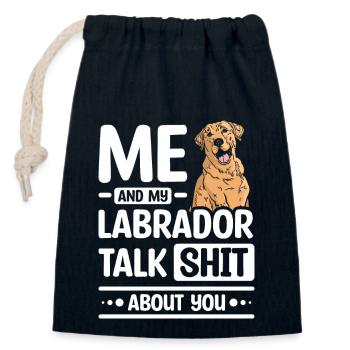 Me and my Labrador talk about you - Verschließbarer Geschenkbeutel aus Baumwolle (14x20cm) - Navy - Vorne