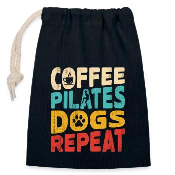 Café Pilates Chiens Répéter l’exercice de fitness - Sac cadeau en coton avec cordon (14 x 20 cm) - bleu marine - Devant