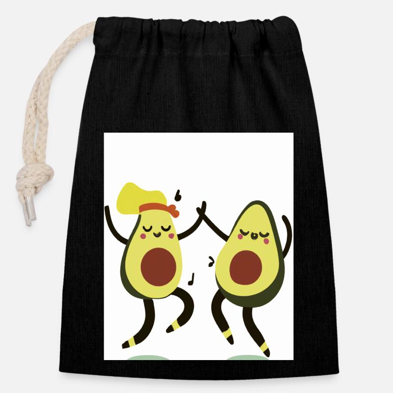 Avocats dansants - Sac cadeau en coton avec cordon (14 x 20 cm) - noir
