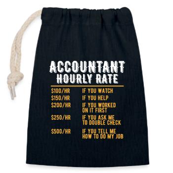 Drôle de comptable Comptabilité à taux horaire CPA Humour - Sac cadeau en coton avec cordon (14 x 20 cm) - bleu marine - Devant