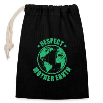 Respect Mother Earth Natur Planet Erde - Verschließbarer Geschenkbeutel aus Baumwolle (14x20cm) - Schwarz - Vorne