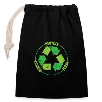 Recycle Nature Protection de l’environnement Planète Terre - Sac cadeau en coton avec cordon (14 x 20 cm) - noir - Devant