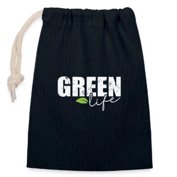 Green Life Nature Protection de l’environnement Planète Terre - Sac cadeau en coton avec cordon (14 x 20 cm) - bleu marine - Devant