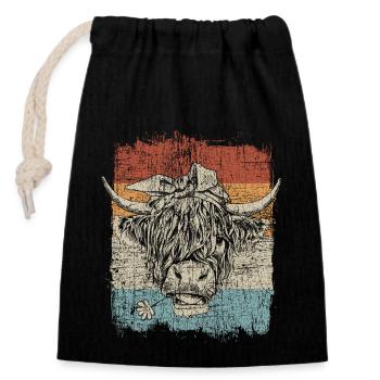 Highland écossais Highland Cattle Highland - Sac cadeau en coton avec cordon (14 x 20 cm) - noir - Devant