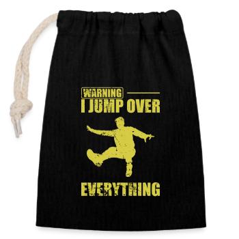 Attention je saute par-dessus tout Parkour Sport - Sac cadeau en coton avec cordon (14 x 20 cm) - noir - Devant