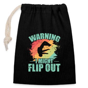 Warning I Might Flip out Parkour Sport - Verschließbarer Geschenkbeutel aus Baumwolle (14x20cm) - Schwarz - Vorne