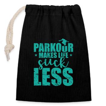 Le parkour rend la vie moins nue L’entraînement sportif - Sac cadeau en coton avec cordon (14 x 20 cm) - noir - Devant