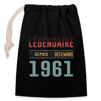 Légendaire Depuis Décembre 1961 Anniversaire - Sac cadeau en coton avec cordon (14 x 20 cm) - noir - Devant