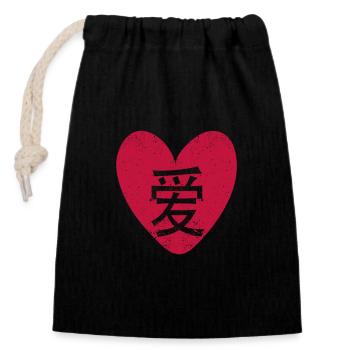Liebe in chinesischen Schriftzeichen geschrieben - Verschließbarer Geschenkbeutel aus Baumwolle (14x20cm) - Schwarz - Vorne