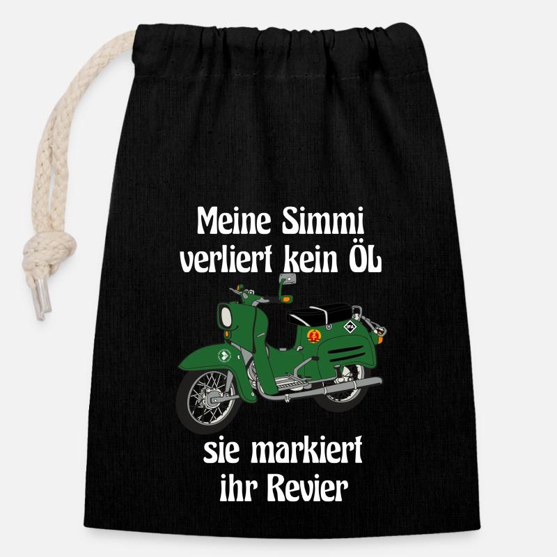 Schwalbenfahrer Simson Schwalbe Kult Roller DDR - Verschließbarer Geschenkbeutel aus Baumwolle (14x20cm) - Schwarz