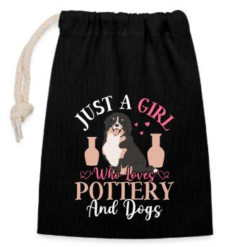 Juste une fille qui aime la poterie et la céramique pour chiens - Sac cadeau en coton avec cordon (14 x 20 cm) - noir - Devant